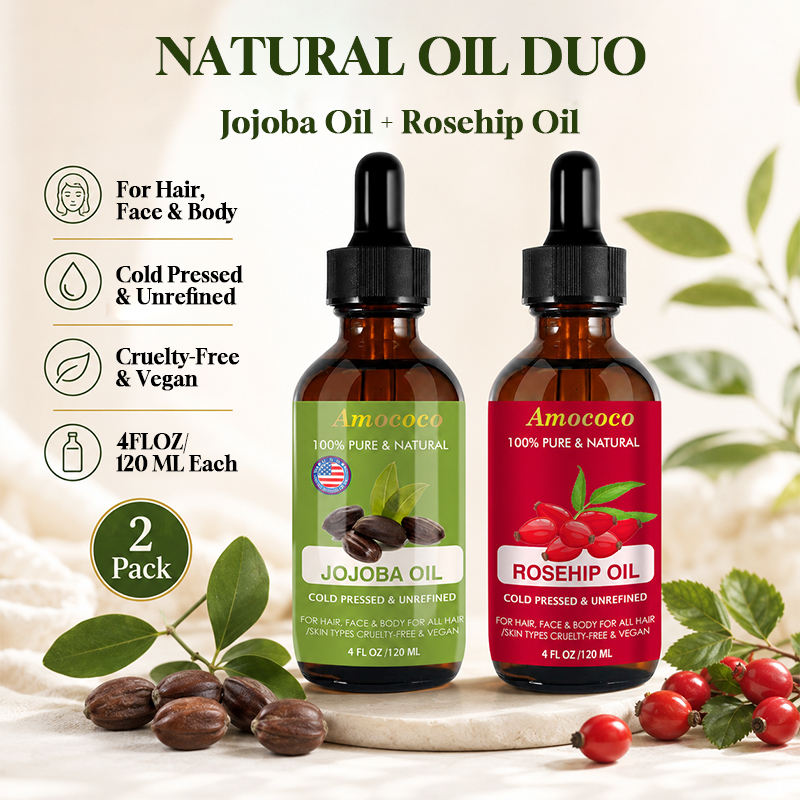 Face Oil Rosehip - Amococo 2 pièces Huile de Jojoba